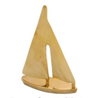 Small polished brass sailboat ornament