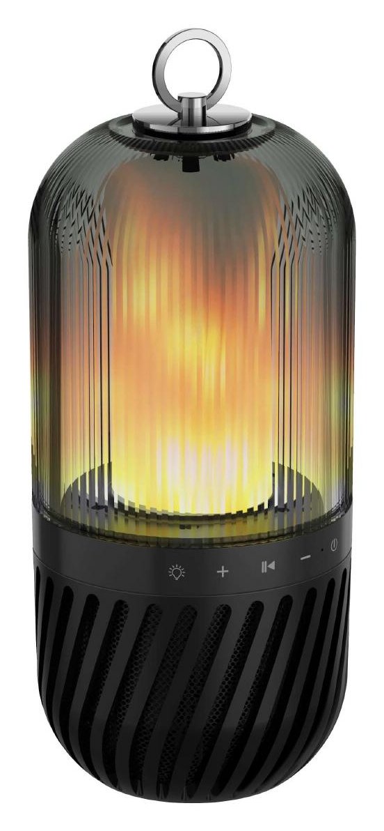 Black lantern with a flickering flame-effect light